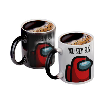 Among US, you seem sus, Κούπα Μαγική, κεραμική, 330ml που αλλάζει χρώμα με το ζεστό ρόφημα