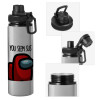Metallic water bottle with safety cap, 850ml aluminum