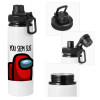 Metal water bottle with safety cap, aluminum 850ml