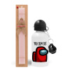 Easter Set, metallic aluminum bottle (500ml) & aromatic flat Easter candle (30cm) (PINK)