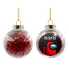 Transparent Christmas tree ball ornament with red filling 8cm