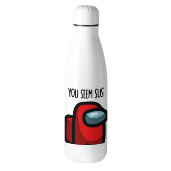 Among US, you seem sus, Metal mug thermos (Stainless steel), 500ml
