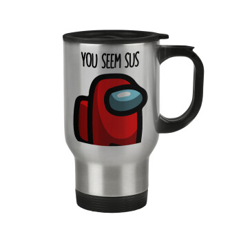 Among US, you seem sus, Stainless steel travel mug with lid, double wall 450ml