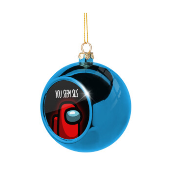 Among US, you seem sus, Χριστουγεννιάτικη μπάλα δένδρου Μπλε 8cm