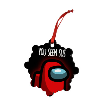 Among US, you seem sus, Christmas ornament snowflake wooden 7.5cm