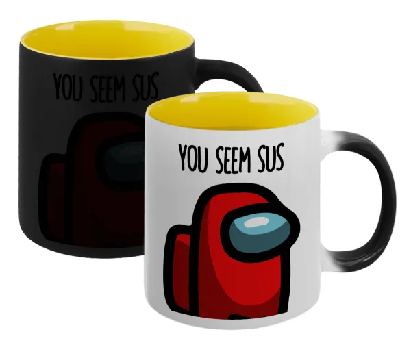 Among US — Magic mug with yellow interior, ceramic, 330ml, changes colour with hot drinks