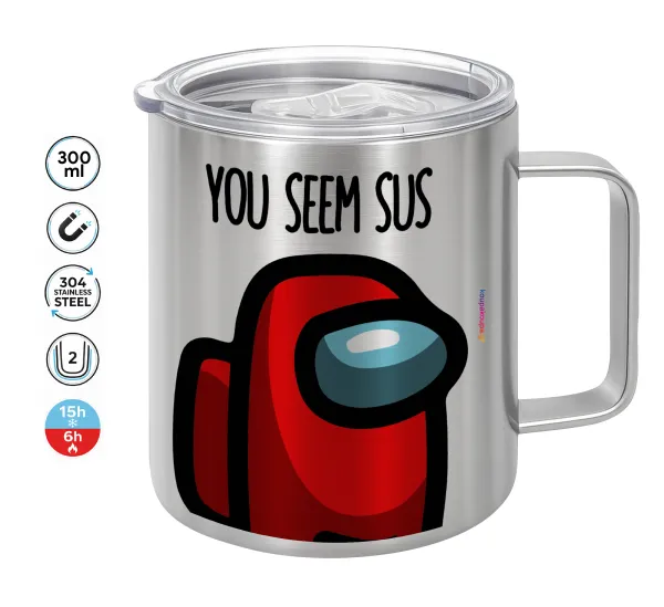 Among US — Double-walled stainless steel mug 300ml with temperature-retaining lid