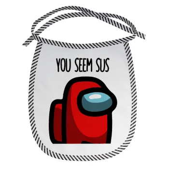 Among US, you seem sus, Σαλιάρα μωρού αλέκιαστη με κορδόνι Μαύρη