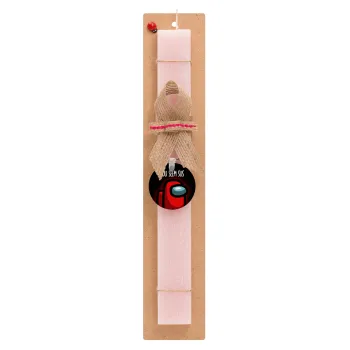 Among US, you seem sus, Easter Set, wooden keychain & scented flat Easter candle (30cm) (PINK)