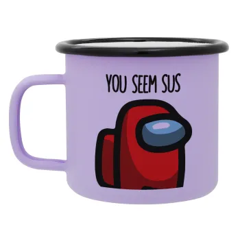 Among US, you seem sus, Κούπα Μεταλλική εμαγιέ ΜΑΤ Light Pastel Purple 360ml