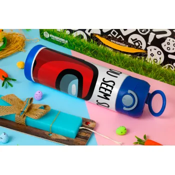 Among US, you seem sus, Easter candle, Childrens hot water bottle, stainless steel, with safety straw, BLUE (500ml)