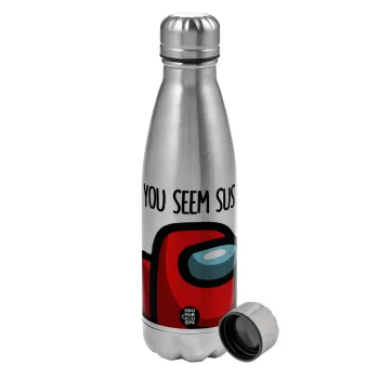 Among US, you seem sus, Metallic water bottle, stainless steel, 750ml