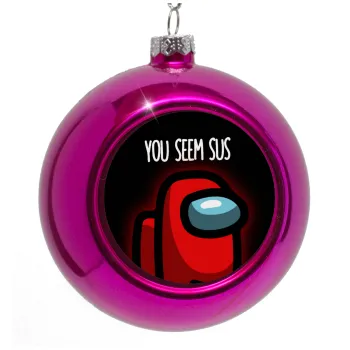 Among US, you seem sus, Purple Christmas tree ornament bauble 8cm