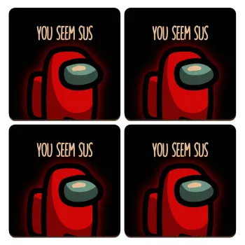 Among US, you seem sus, ΣΕΤ x4 Σουβέρ ξύλινα τετράγωνα plywood (9cm)