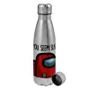 Metallic water bottle, stainless steel, 750ml