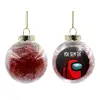 Transparent Christmas tree ball ornament with red filling 8cm