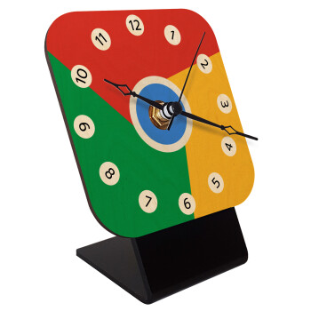 Chrome, Quartz Table clock in natural wood (10cm)