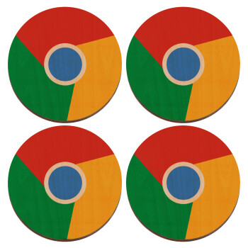 Chrome, ΣΕΤ x4 Σουβέρ ξύλινα στρογγυλά plywood (9cm)