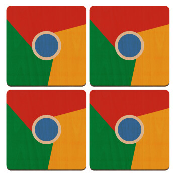 Chrome, ΣΕΤ x4 Σουβέρ ξύλινα τετράγωνα plywood (9cm)