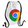 Chrome, Τσάντα πλάτης πουγκί GYMBAG λευκή, με τσέπη (40x48cm) & χονδρά κορδόνια