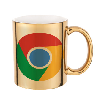 Chrome, Mug ceramic, gold mirror, 330ml