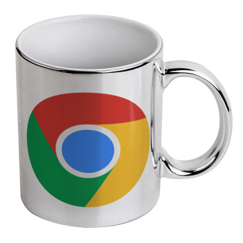 Chrome, Mug ceramic, silver mirror, 330ml