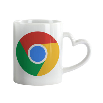 Chrome, Κούπα καρδιά χερούλι λευκή, κεραμική, 330ml