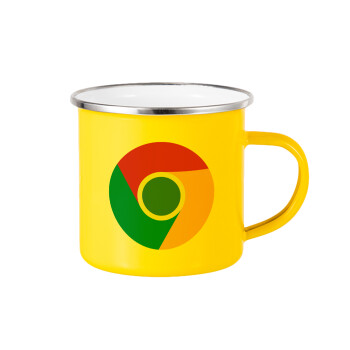 Chrome, Yellow Enamel Metallic Cup 360ml