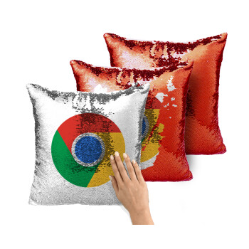 Chrome, Μαξιλάρι καναπέ Μαγικό Κόκκινο με πούλιες 40x40cm περιέχεται το γέμισμα