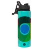 Metallic water bottle with safety lid, 850ml aluminum