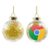 Transparent Christmas tree ball ornament with gold filling 8cm