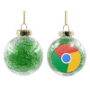 Transparent Christmas tree ball ornament with green filling 8cm