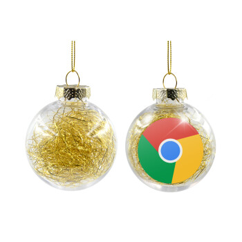 Chrome, Transparent Christmas tree ball ornament with gold filling 8cm