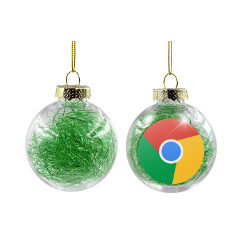 Chrome, Χριστουγεννιάτικη μπάλα δένδρου διάφανη με πράσινο γέμισμα 8cm