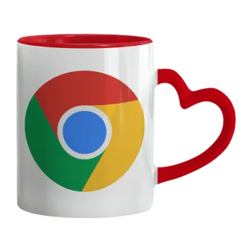 Chrome, Mug heart red handle, ceramic, 330ml