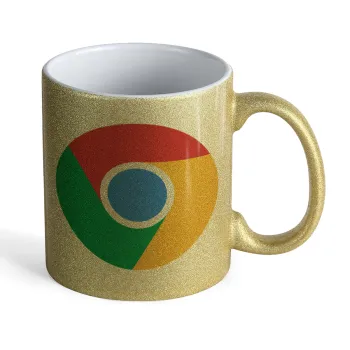 Chrome, Κούπα Χρυσή Glitter που γυαλίζει, κεραμική, 330ml