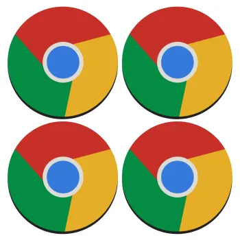 Chrome, ΣΕΤ 4 Σουβέρ ξύλινα στρογγυλά (9cm)