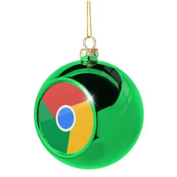 Chrome, Green Christmas tree ornament ball 8cm