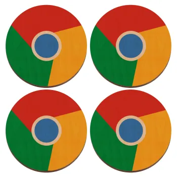 Chrome, ΣΕΤ x4 Σουβέρ ξύλινα στρογγυλά plywood (9cm)