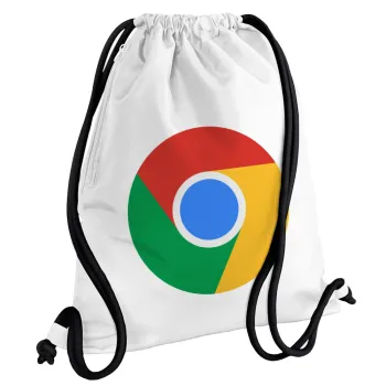 Chrome, Τσάντα πλάτης πουγκί GYMBAG λευκή, με τσέπη (40x48cm) & χονδρά κορδόνια