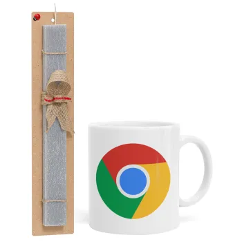 Chrome, Πασχαλινή Λαμπάδα με Κούπα κεραμική (330ml) & κερί αρωματικό πλακέ (30cm) (ΓΚΡΙ)