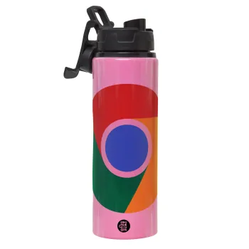 Chrome, Μεταλλικό παγούρι νερού με καπάκι ασφαλείας, αλουμινίου 850ml