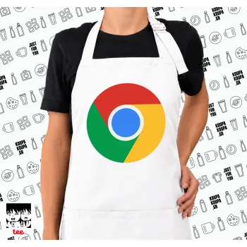 Chrome, Ποδιά μακριά Σεφ ολόσωμη με τσέπες white (ΕΝΗΛΙΚΩΝ)