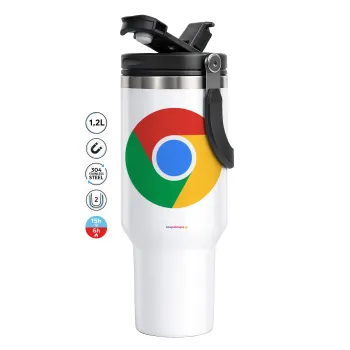 Chrome, Mega Stainless steel Tumbler with lid, double wall 1,2L