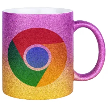 Chrome, Κούπα Χρυσή/Ροζ Glitter, κεραμική, 330ml