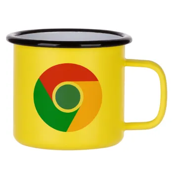 Chrome, Metallic enamel MATT Yellow cup 360ml