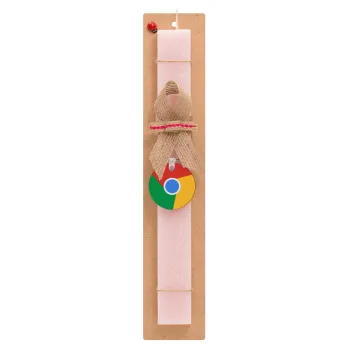 Chrome, Easter Set, wooden keychain & scented flat Easter candle (30cm) (PINK)