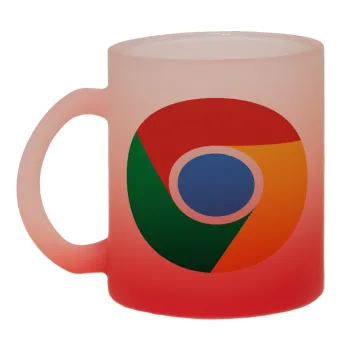 Chrome, Κούπα γυάλινη δίχρωμη με βάση το κόκκινο ματ, 330ml