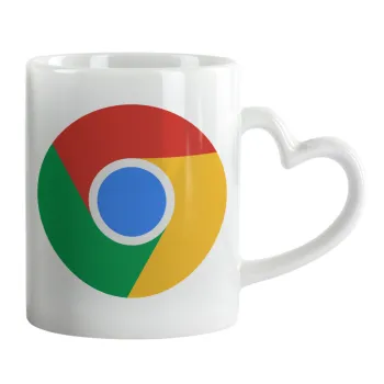 Chrome, Κούπα καρδιά χερούλι λευκή, κεραμική, 330ml