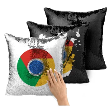Chrome, Μαξιλάρι καναπέ Μαγικό Μαύρο με πούλιες 40x40cm περιέχεται το γέμισμα
